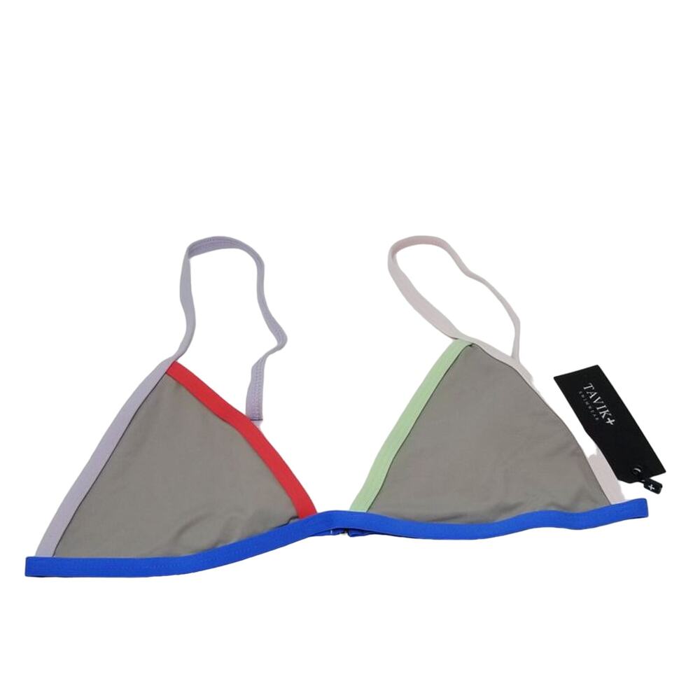 Tavik Jett Color Blocked Sand Triangle Swim Bikini Top L NWT
